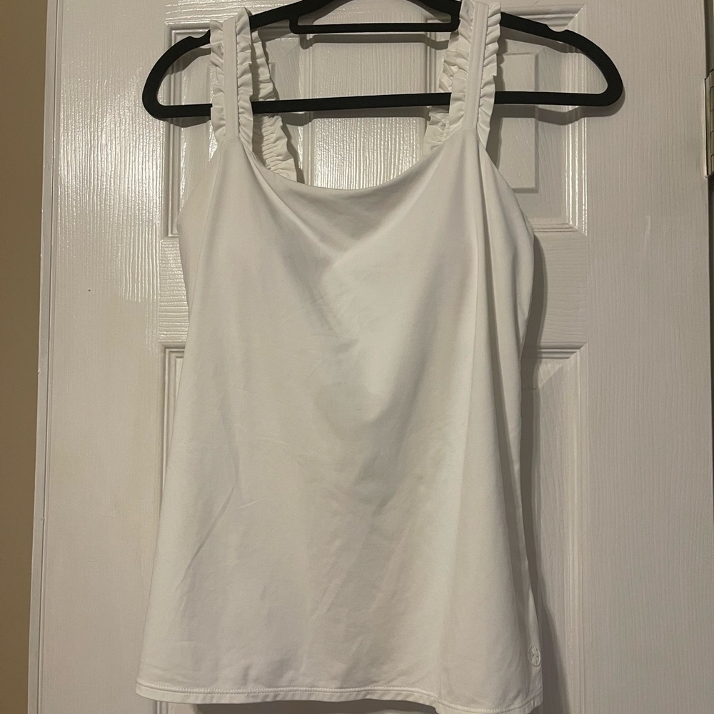Lilly Pulitzer White Tank with Ruffled Straps